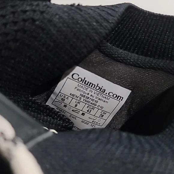 Columbia Men Outdry Mid Trail Knit Sock Shoe Black Lightweight Activewear New 10